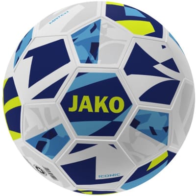 Jako Iconic (Size 5) Wedstrijdbal - Wit / Navy / Fluogeel | Maat: 5