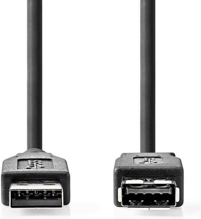 Nedis USB-Kabel - USB 3.2 Gen 1 - USB-A Male - USB-A Female - 5 Gbps - Vernikkeld - 2.00 m - Rond - PVC - Zwart - Label