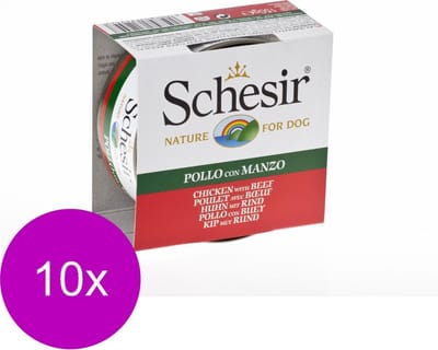 Schesir Hondenvoer Kipfilet en Rundvlees in Gelei - 10 x 150 gr - Voordeelverpakking