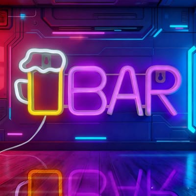 Dailygoods- Neon Bord 42 × 22 cm - LED Reclamebord - Acryl Barbord - Wanddecoratie - Lichtreclame - Energie-efficiëntie - Neonlicht