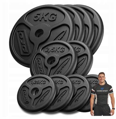 Marbo Sport - Halterschijven set - Weight Plates - Slim - 30 kg - Gietijzer - Voor halterstang en krachttraining - Zwart