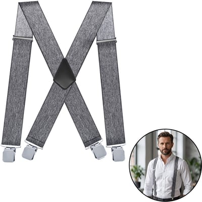 Sorprese Bretels Antraciet Gemêleerd - 5 cm Breed - X-Model - Verstelbaar, Stijlvol en Comfortabel - Bretels Heren Volwassenen met Brede Clip