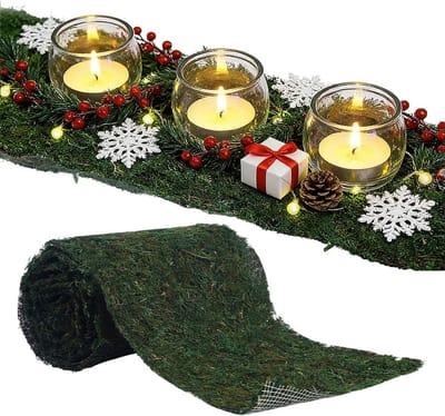 Gedroogd Mos Tafelloper Mat 275x30cm Groen Turf voor Bruiloft, Tuin Decor en Fotografie Rekwisieten, 4mm Dik