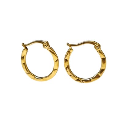 Aramat Jewels | Oorringen | Goudkleurige Oorringen RVS met Fijn Streepmotief (20 mm) | | | |1,5mm | Staal | Volwassenen | Verkleurd niet