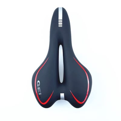 Premium Fietszadel - Extra Zacht Siliconen Kussen met Schokabsorberende Vering - Comfortabel, Ademend en Antislip Zadel voor Mountainbike, Racefiets en Stadsfiets- rood