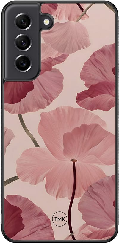 Hoesje geschikt voor Samsung Galaxy S21 FE - Vintage blossom - Roze - TPU case - Bloemen - Hardcase zwart telefoonhoesje