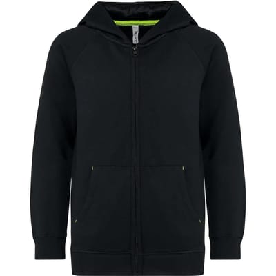 PROACT® Kinder fleece hoodie met rits PA386 - Black - 10/12 years (10/12 ans)