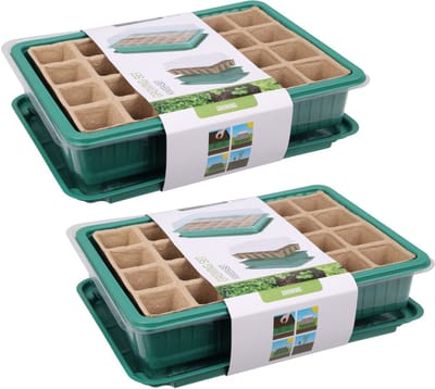 Pro Garden Stekpotje / kweekpot in kweekbak - 2x - 5 stuks - 27 x 20 x 11 cm - turfpotjes - moestuin