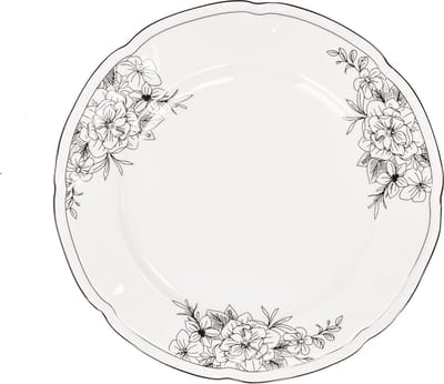 Housevitamin Bord Diner Les Fleurs Zwart/Wit Newbone China Ø26cm