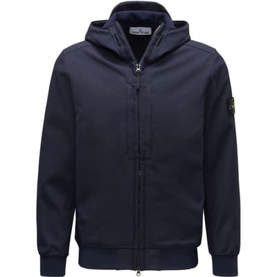 Stone Island FW23 Soft Shell-R E.Dye® Winddicht Waterdicht Ademend Softshell Lange Mouw Met Capuchon Ritsjas Heren Jas Marineblauw 7915Q0122-V0020 L black