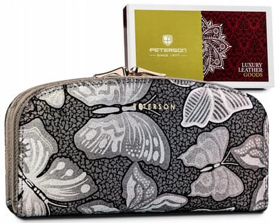 Peterson Holographic Butterfly Collectie - Damesportemonnee - Natuurlijk Leer - Holografische Vlinders - RFID Bescherming