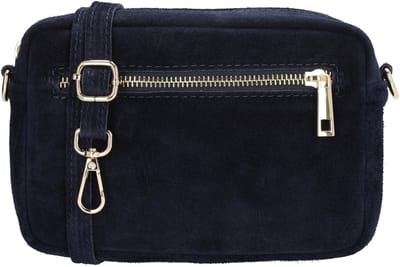 Charm London Elisa Schoudertas - Crossbody - Camerabag - Suede - Leer - Leren Dames Tas - Blauw