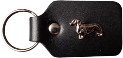 Leren Sleutelhanger - Tassenhanger - Teckel - Hond - Zwart