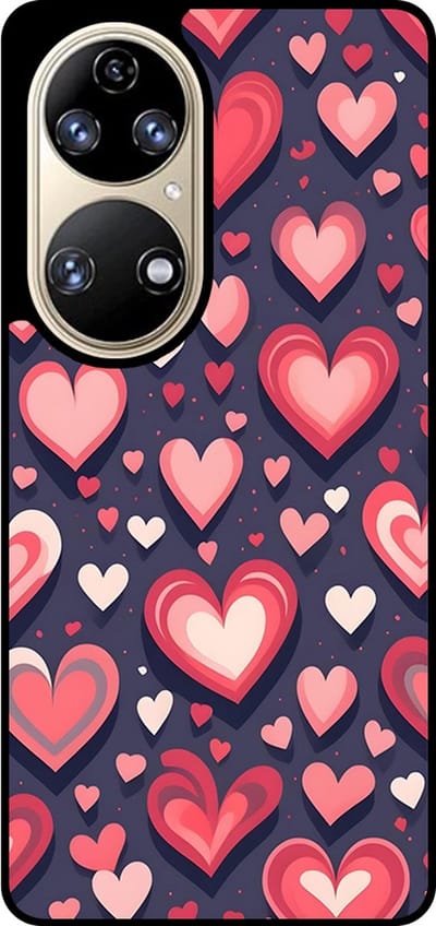 Smartphonica Telefoonhoesje Geschikt voor Huawei P50 met Hartjes Opdruk - TPU Backcover Case With Heart Design geschikt voor Huawei P50