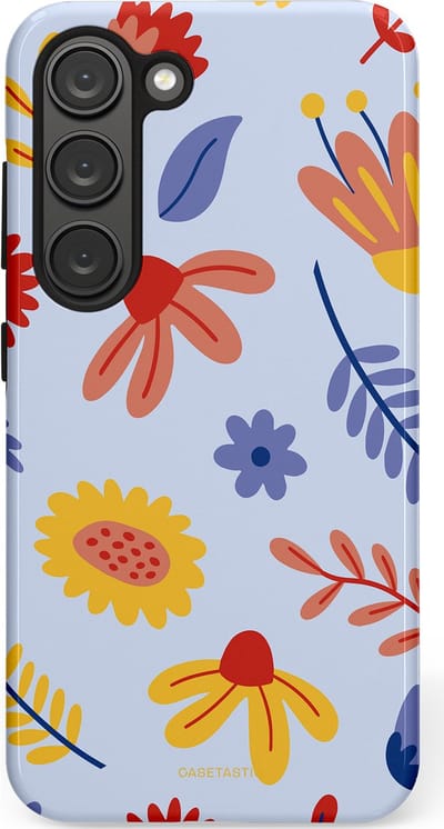 Casetastic hoesje geschikt voor Samsung Galaxy S23 - Dubbellaagse bescherming - Bloemenval - Fashion Case - Lavendel Goud Terracotta