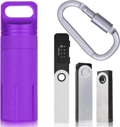 Beschermende Case voor Ledger Nano X - Aluminium, Brandwerend en Waterdicht - Koude Portemonnee voor Crypto (Paars)