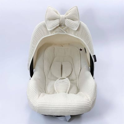 Wazzhappening - Maxi Cosi hoes set Lulu - kiezel - neutraal - wafel - autostoelhoes - universeel