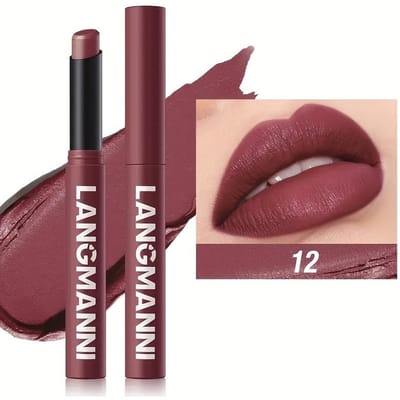 12 Kleuren Matte Lippenstift Pen Waterdicht Nude Lipgloss Make-up Langhoudend Niet-plakkend Sexy Vrouwen Velvet Rode Lip Tint Cosmetica