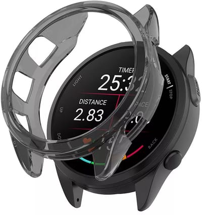 Strap-it Schokbestendig TPU Hoesje – Geschikt voor Garmin Forerunner 165 – Transparant/Zwart – Bescherm Case