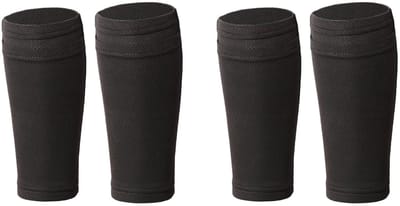 Dailygoods- Voetbalsokken Ademend - Scheenbeschermers - 2 Paar - Voor Kinderen/Tieners/Volwassenen - Zwart - Voetbal Trainingsmateriaal