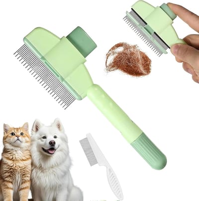 Famanu – Huisdierborstel met stoomfunctie, 4-in-1 verzorgingsborstel met massage, USB-oplaadbaar, geschikt voor katten en honden
