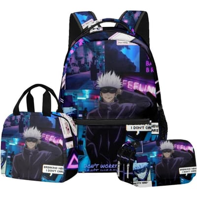 Jujutsu Kaisen Anime Merchandise Gojo Schoolrugzak Lunchtas Etui 3-delige Set Student Rugzak Canvas Laptop Tassen Cadeau