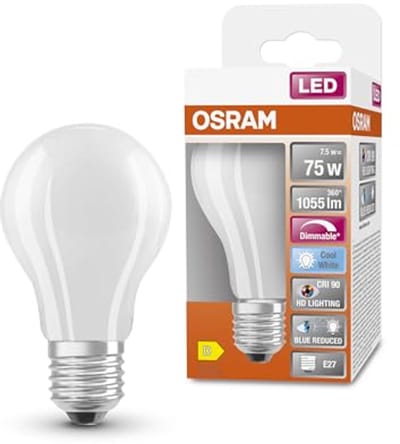 Dimbare LED lamp met hoge kleurweergave E27, matglas, koud wit (4000K), 1055 Lumen, vervangt 75W lamp