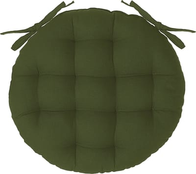 Atmosphera Tuinstoelkussen - olijfgroen - katoen - 34 x 34 x 6.5 cm - wicker zitkussen rond