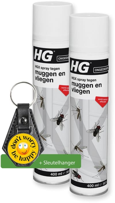 HGX Anti-Muggen/Vliegenspray - 400ml - 2 Stuks - Inclusief sleutelhanger