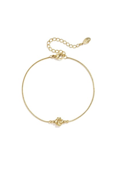 Armband met minimalistische klaver en kraaltjes - Goudkleur