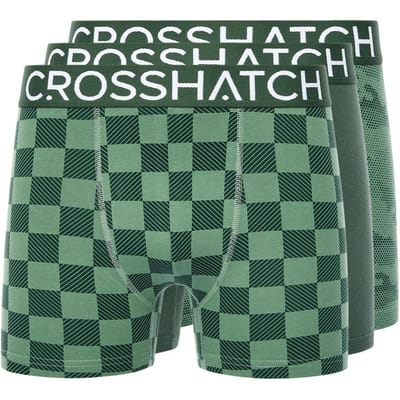 Crosshatch Heren Bresler Boxershorts (Set van 3) (Groen)