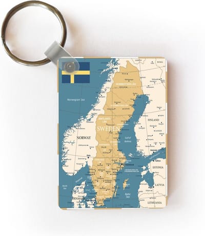 Sleutelhanger - Kaart en vlag van Zweden - Uitdeelcadeautjes - Plastic