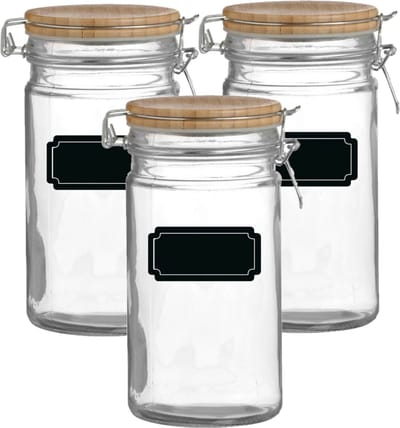 Weckpot/inmaakpot - 4x - 1L - glas - met beugelsluiting - incl. etiketten