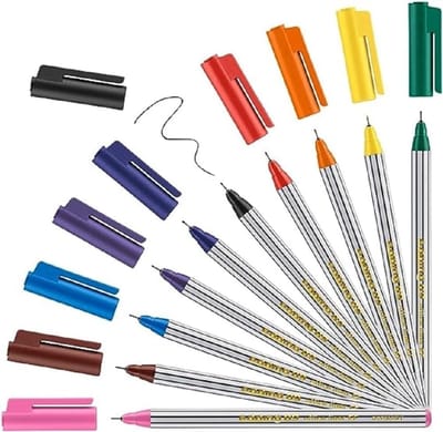 SnelShoppen - Fineliners Set van 10 Stiften - Levende Kleuren - Extra Fijne Punt 0,3 mm - Viltstiften voor Fijn Schrijven, Tekenen en Accentuerende No