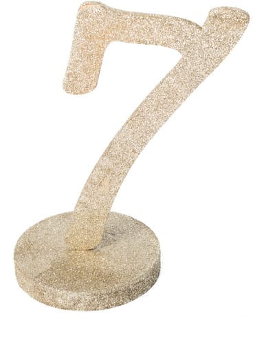 ARTYFETES - Tafeldecoratie Cijfer 7 Hout Champagne Glitter 20 cm op Voet