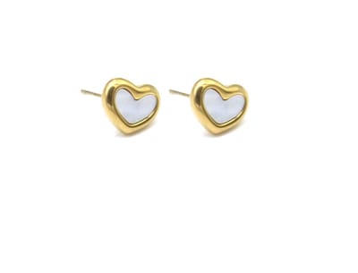 Oorbellen - oorknopjes - RVS - goudkleurig - wit - sieraad - oorsieraad - accessoire - hartjes - liefde - amour - hip - trendy - tijdloos - chique - feest - cadeau - dames - vrouwen - unisex – valentijn – cadeau