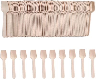 Houten Wegwerp Lepels, 100 stuks - IJslepels, Mini Bestek