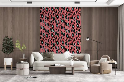 Behang - Fotobehang Panterprint - Roze - Blauw - Patroon - Breedte 200 cm x hoogte 300 cm