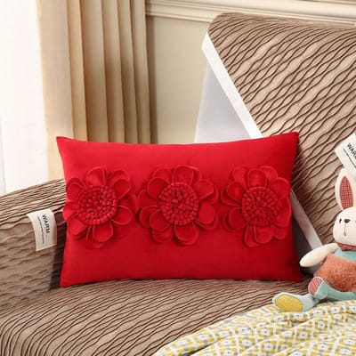Taie d'oreiller, Oreiller, Oreiller, Coussin lombaire, Canapé de salon à fleurs, Coussin de tête de lit, Tête de lit minimaliste, Dossier 30 * 50cm-1pc rouge rose