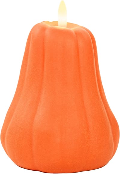 Anna's Collection LED pompoen kaars - oranje - D13 x H11 cm - met timer