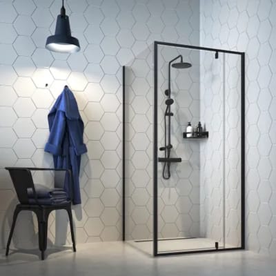 Sealskin - Douchedeur + Zijwand Contour 100 X 200cm - Zwart Profiel - 6 Mm Helder Glas