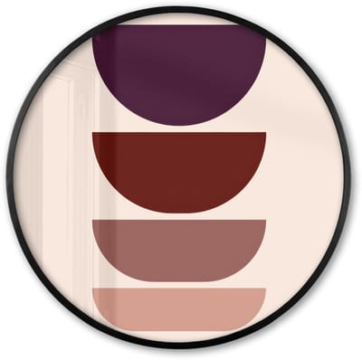 Poster in lijst Rond - Fotolijst 60x60 cm - Posters - Harmonieus - Symmetrisch - Rood - Ronde posterlijst zwart - Decoratie - Wanddecoratie woonkamer - Muurdecoratie slaapkamer