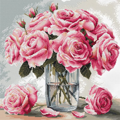 Borduurpakket AVA Stitch - Vase of Roses - Vaas met Rozen - P090