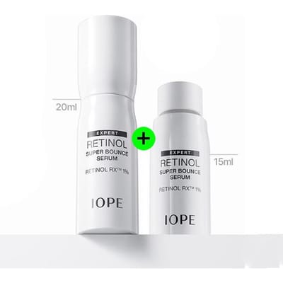 Sérum Super Bounce au Rétinol IOPE 20ml + 15ml (Recharge) - Sérum Raffermissant au Rétinol, Coréen 20ml + Refill 15ml white