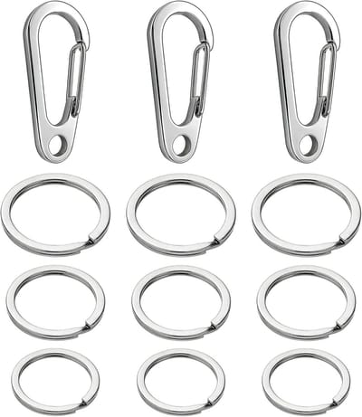 Roestvrijstalen hondenpenningclips en ringen, 3 stuks, voor halsbanden en huisdiermerken, stevige sleutelhouders en knutselaccessoires