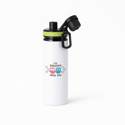 Hacebo® - Cadeau vriendin - Cadeau vriendje - waterfles met draaidop groen - Jubileum cadeau - Liefdes gepersonaliseerd - Valentijn cadeautje voor hem - Valentijn cadeautje voor haar - Valentijnsdag cadeau - water fles - 850ML
