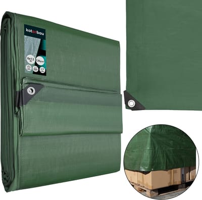 KOTARBAU® Afdekzeil - Polyethyleen - 6x12 m - Olijfgroen - 110 g/m² - Waterdicht - Zeil Afdekking - Beschermzeil voor Meubels - Afdekzeil uv-bestendig