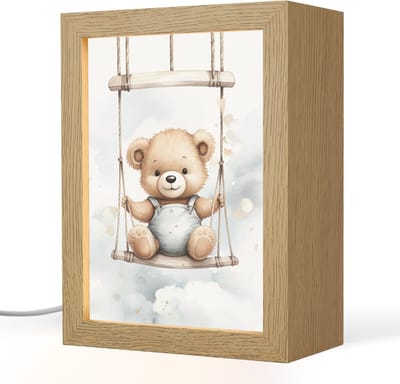 Nachtlampje 15x20 cm - Kinder lampje - Beer - Baby - Dier - Kinderen - Tafellamp kinderkamer - Slaapkamer lamp - Bedlamp kinderen - Kinderlampje stopcontact - Wandlamp babykamer - Nachtlampjes