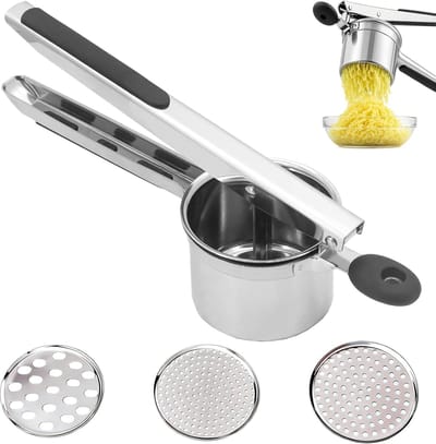 spätzlepers, roestvrij staal, met 3 verwisselbare schijven, zeer duurzaam, roestvrij en eenvoudig te gebruiken voor de bereiding van fijne aardappelpuree