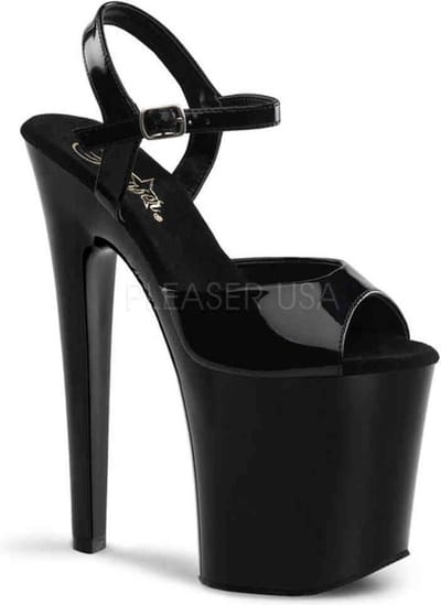 Pleaser - XTREME-809 Sandaal met enkelband, Paaldans schoenen - Paaldans schoenen - 36 Shoes - Zwart
